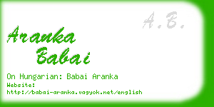 aranka babai business card